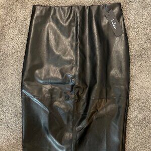 Lulu's Vegan Black Leather pencil skirt